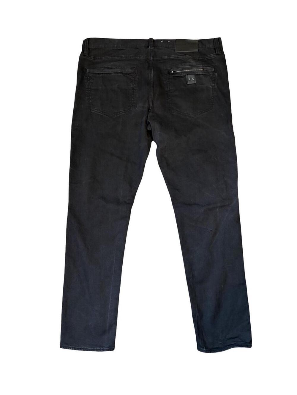Armani Exchange Men’s Jeans J27 Skinny Biker Black Distressed Moto Size 40x32 - Picture 2 of 13